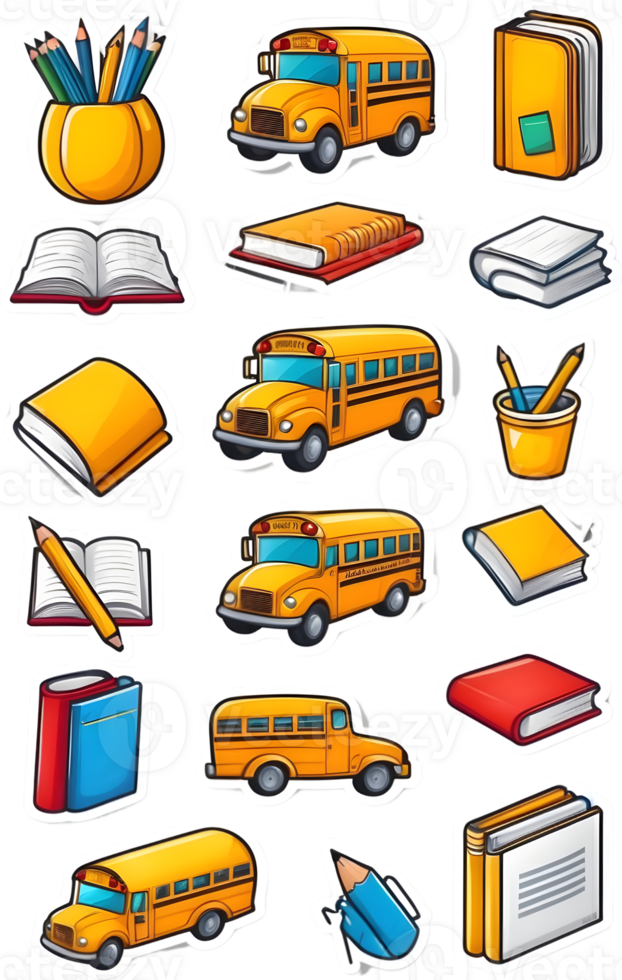school bus clipart set ai generative png