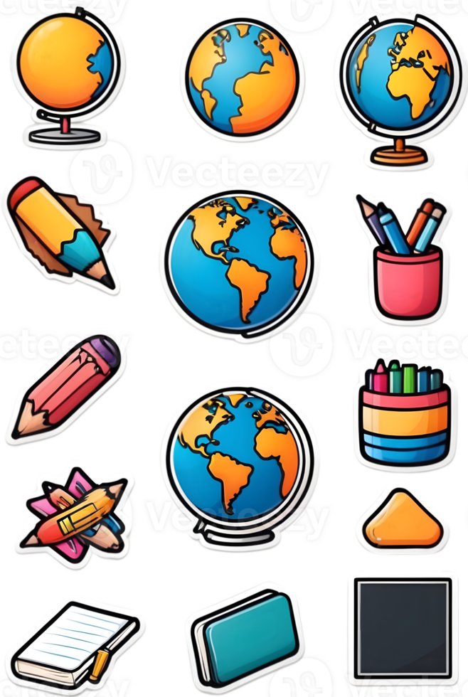 office supplies icon set, illustration ai generative png