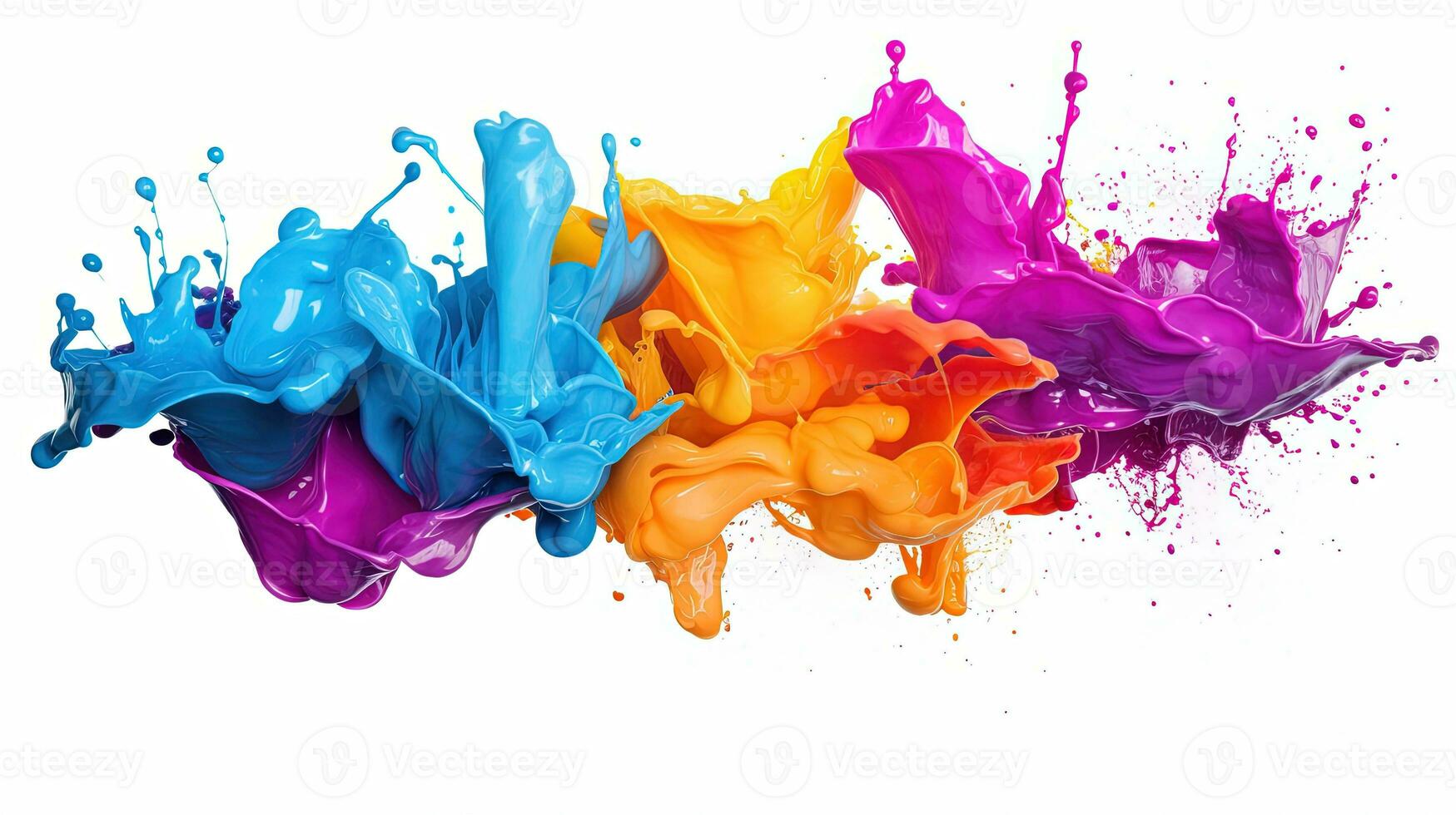 Colorful Paint Splash Isolated on the White Background photo