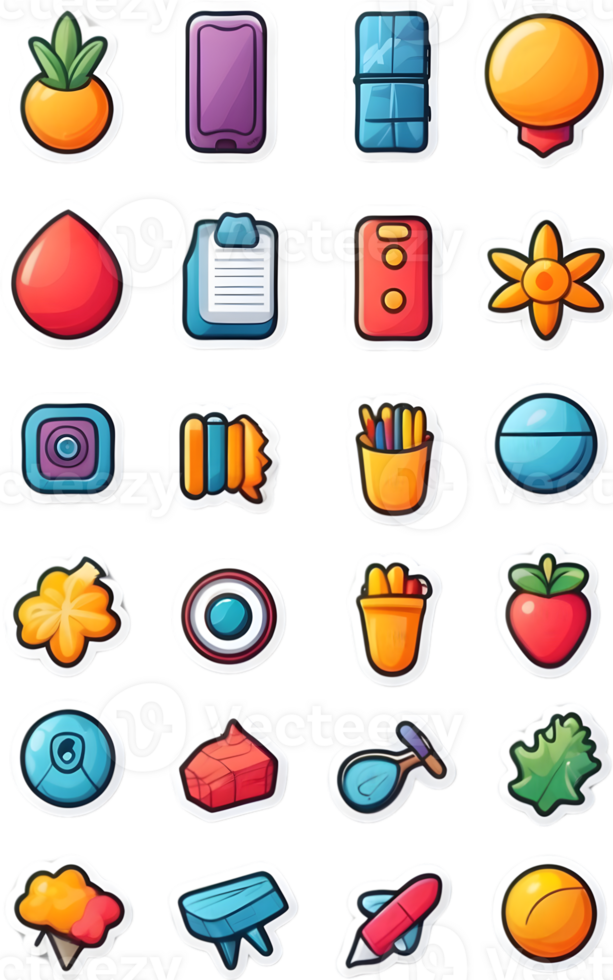 a set of colorful icons on a transparent background  ai generative png