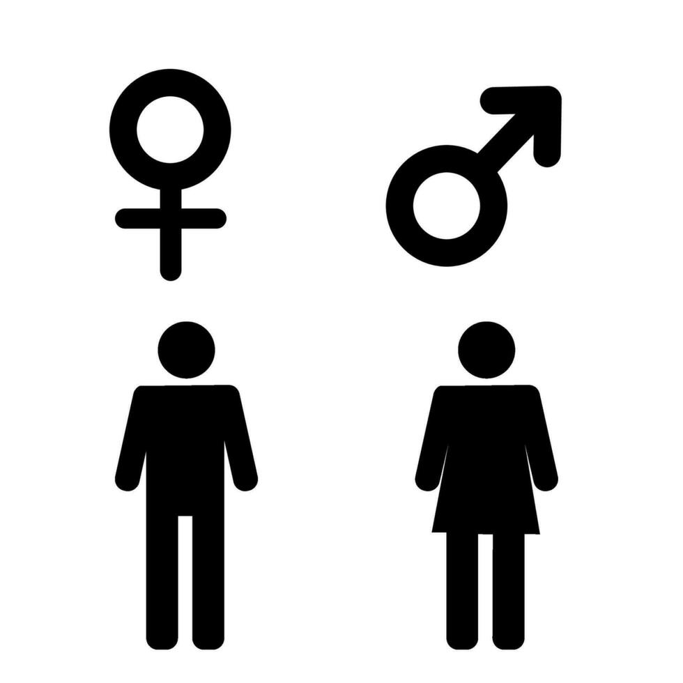 Male and female icon set on white background. vector