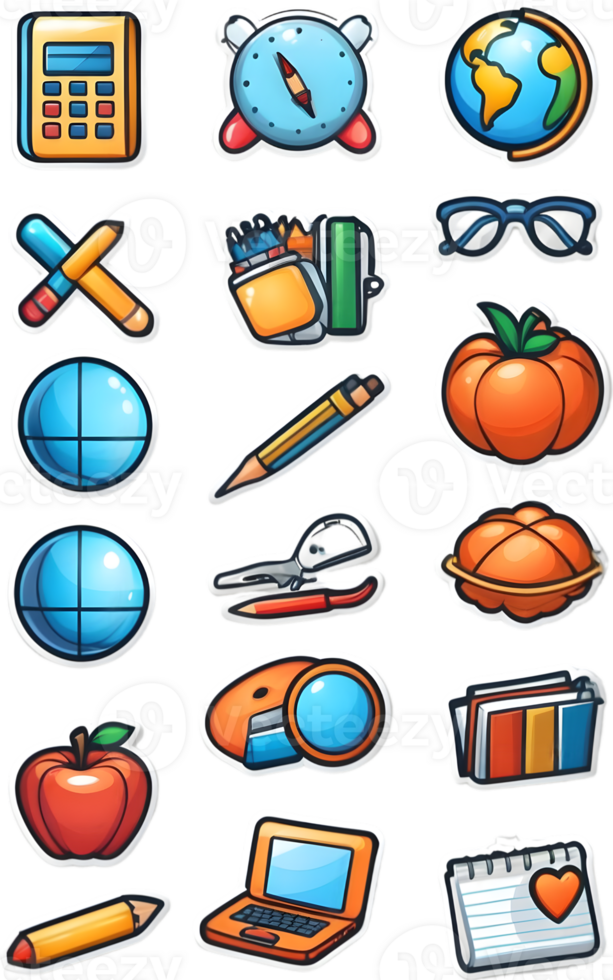 a set of colorful icons on a transparent background  ai generative png