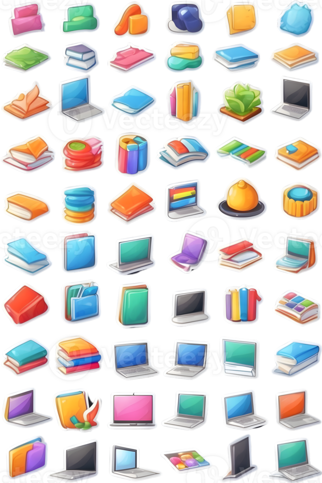 office supplies icon set, illustration ai generative png
