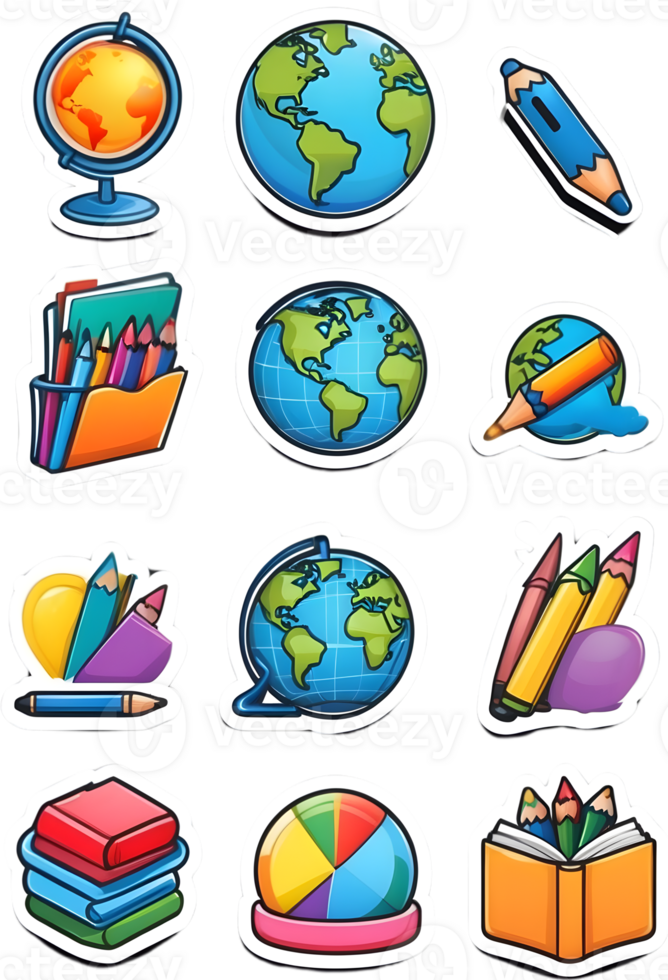 office supplies icon set, illustration ai generative png