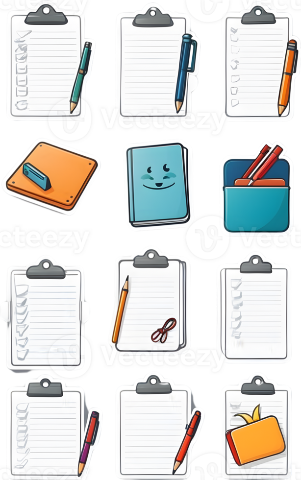 office supplies icon set, illustration ai generative png