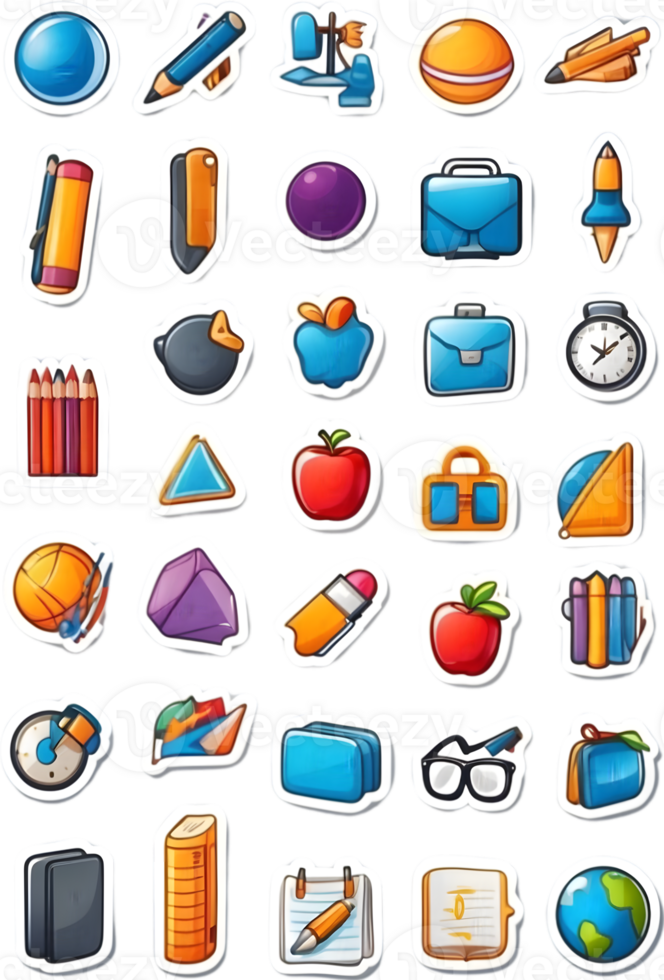 school bus icon set, set of school bus icons, school bus icons, school bus icons, ai generative png