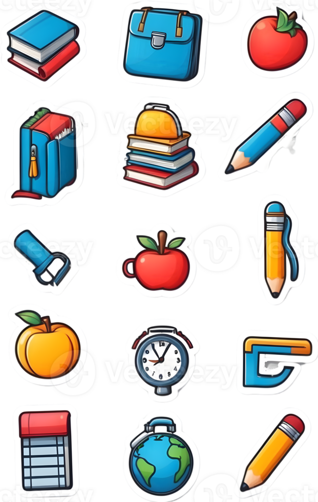 school bus icon set, set of school bus icons, school bus icons, school bus icons, ai generative png