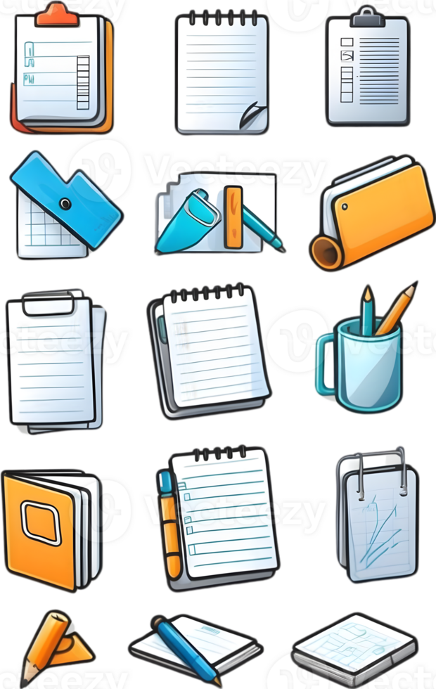 a set of colorful icons on a transparent background  ai generative png