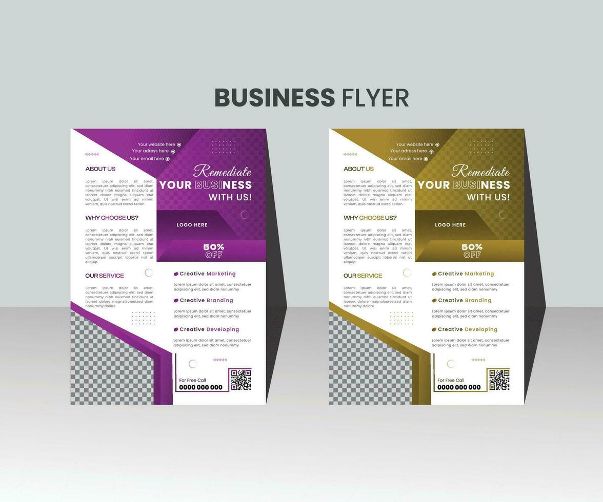 Flyer Template Geometric shape used for business poster layout, business flyer template with minimalist layout, Easy to use and edit. vector