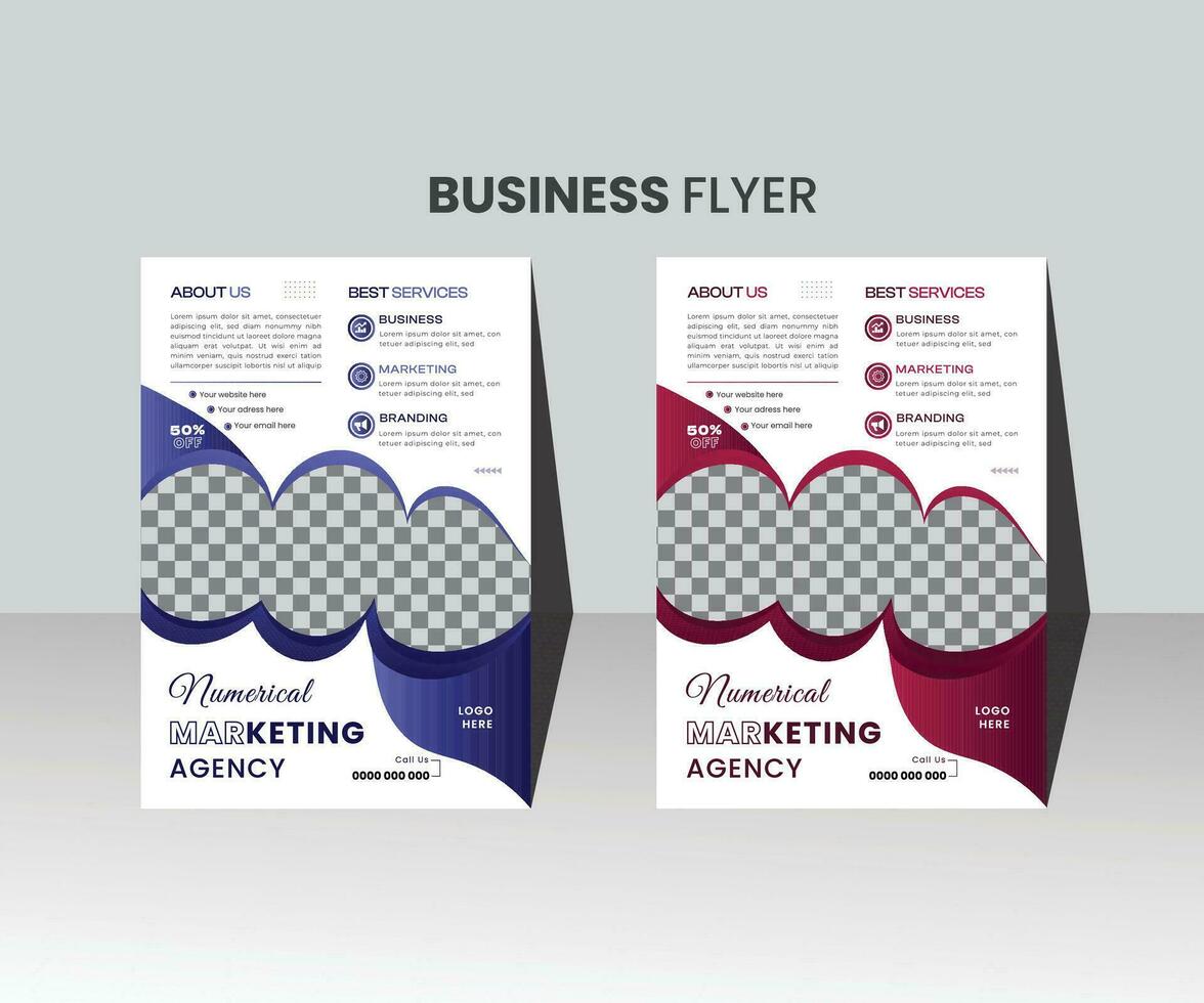 Flyer Template Geometric shape used for business poster layout, business flyer template with minimalist layout, Easy to use and edit. vector
