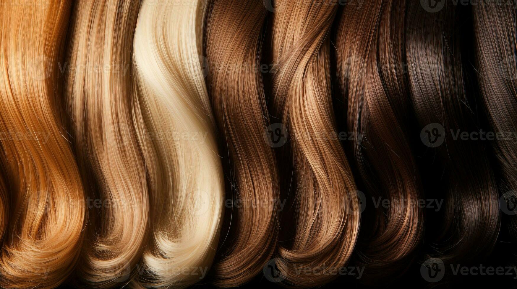 Generative AI, Beauty salon hair extensions different color samples photo