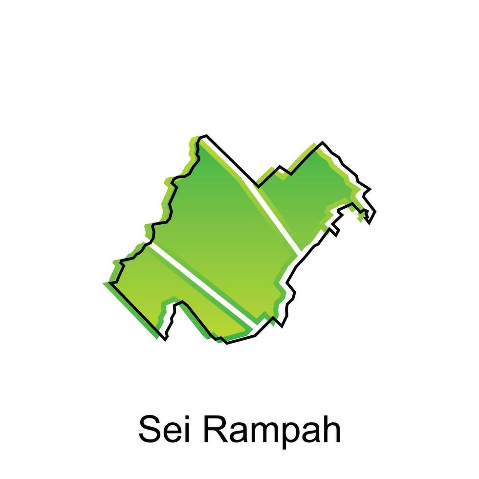 Map City of Sei Rampah, Map Province of North Sumatra illustration design, World Map International vector template with outline graphic sketch style isolated on white background