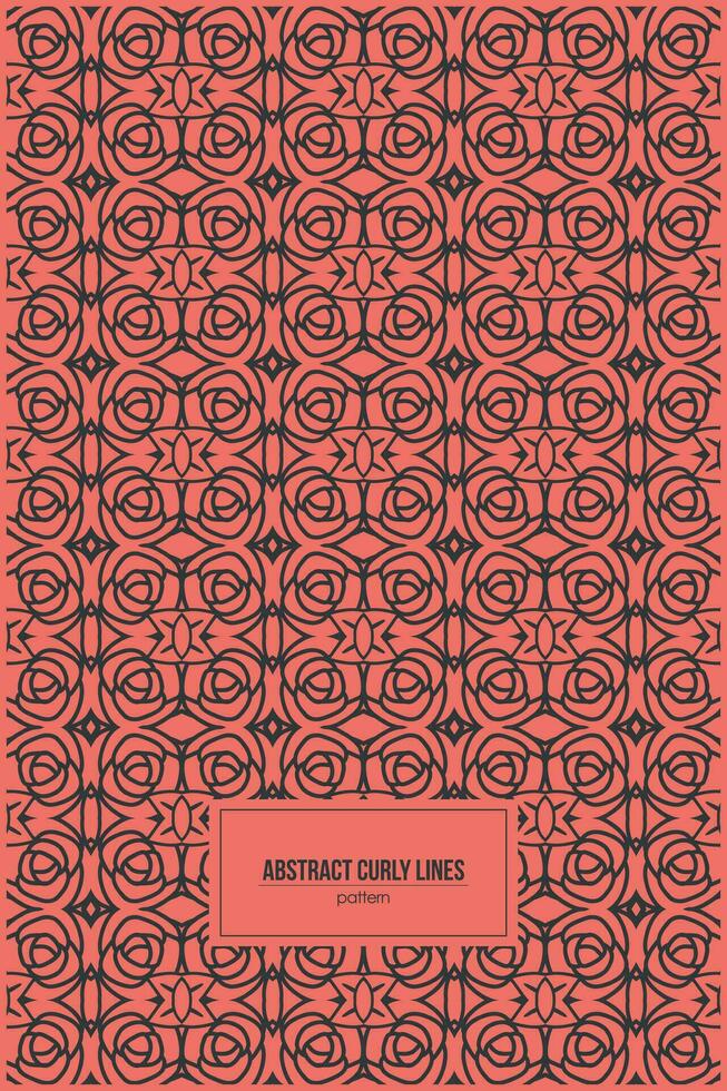 abstract curly lines pattern with vintage pink background vector