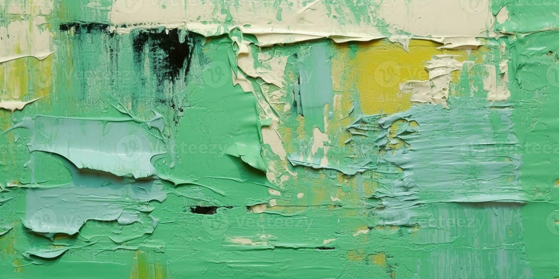 Generative AI, Green impasto abstract painting, textured color background photo