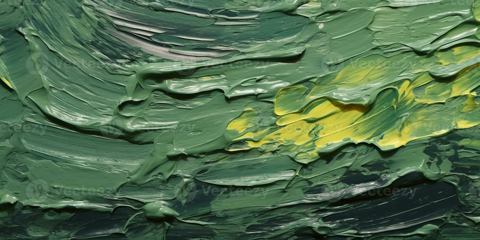 Generative AI, Green impasto abstract painting, textured color background photo