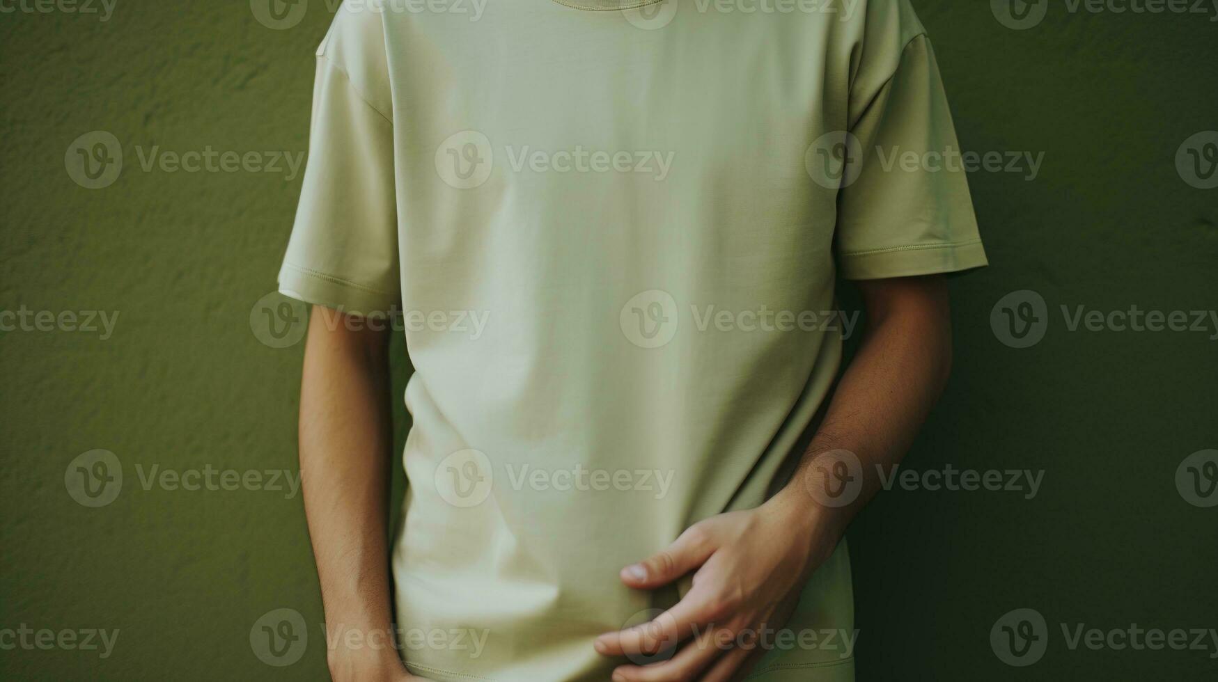 Generative AI, Realistic pastel T-Shirt mock up blank, copyspace for presentation advertising, muted colors. Blank business concept photo