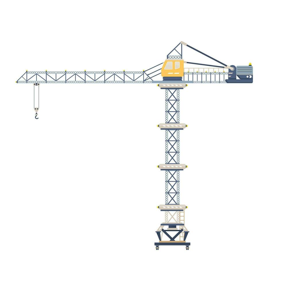 grua, móvil grua con auge y cabina. construcción sitio equipo, maquinaria aislado. plano vector ilustración.