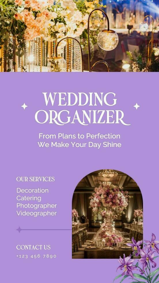 purple minimalist wedding florist instagram story template