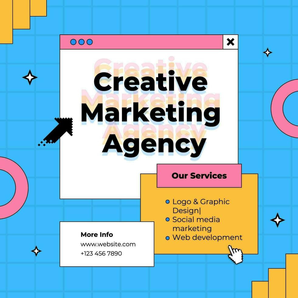 colorfull retro creative marketing agency linkedin post template