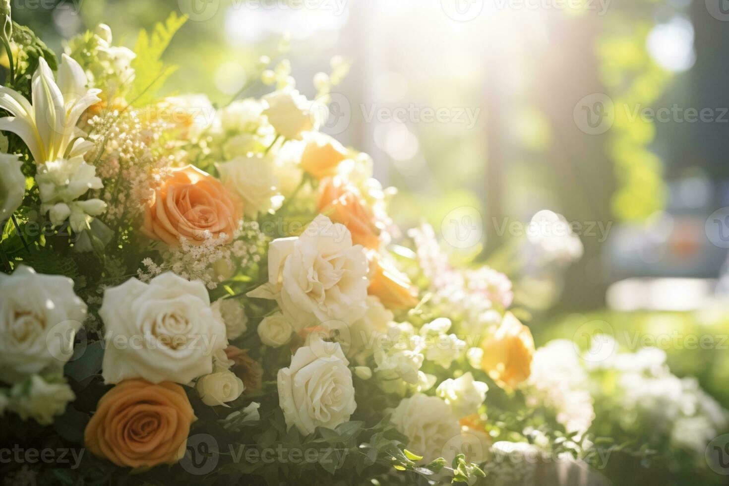 AI Generated Outdoor Flower Background at Daytime photo