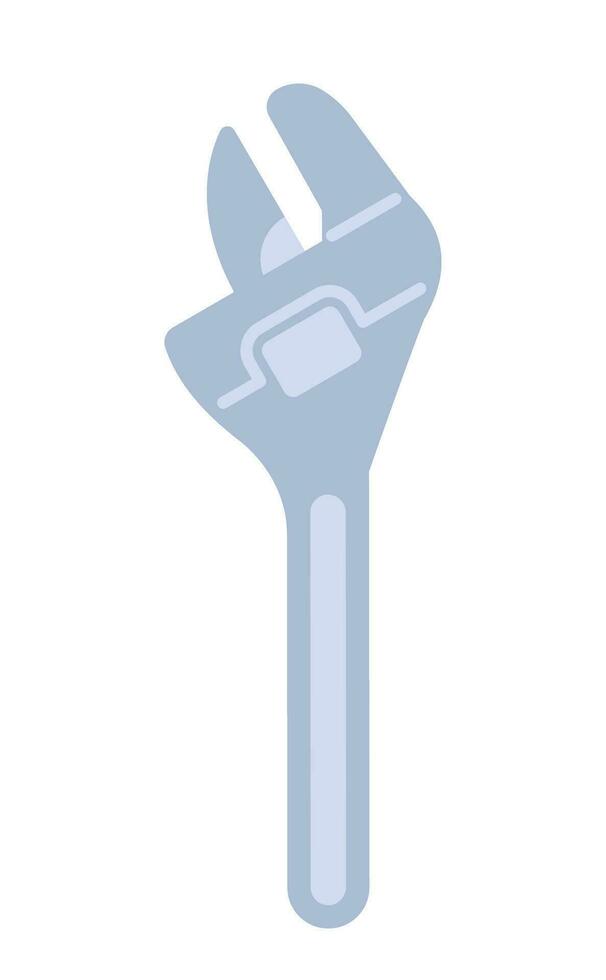 Wrench adjustable 2D cartoon object. Repair instrument. Construction hand tool isolated vector item white background. Workshop mechanic. Fixing gear. Spanner work tool color flat spot illustration