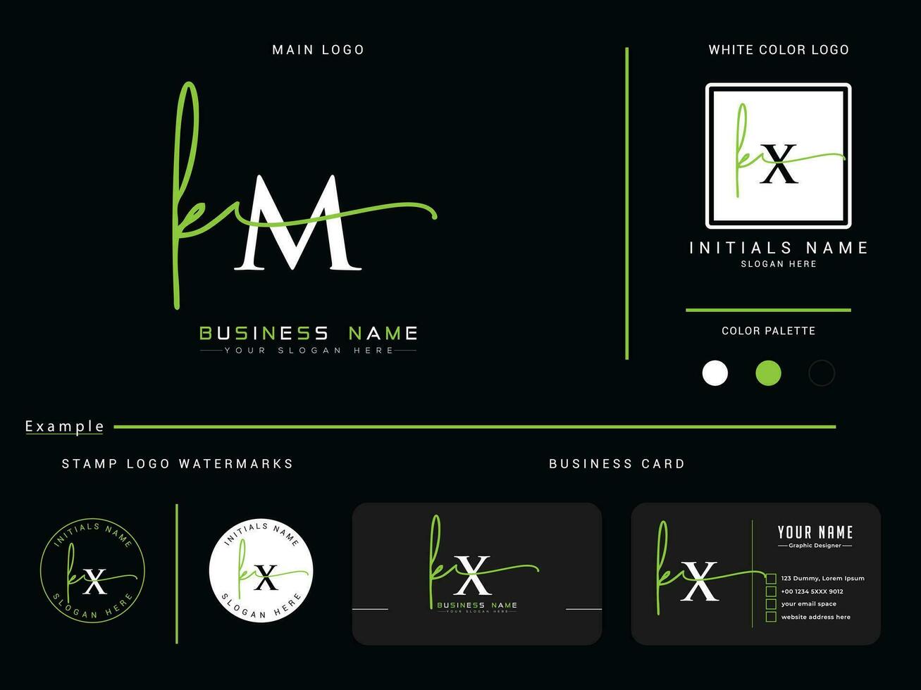 Monogram Km Signature Logo, Minimalist KM Luxury Apparel Logo Vector