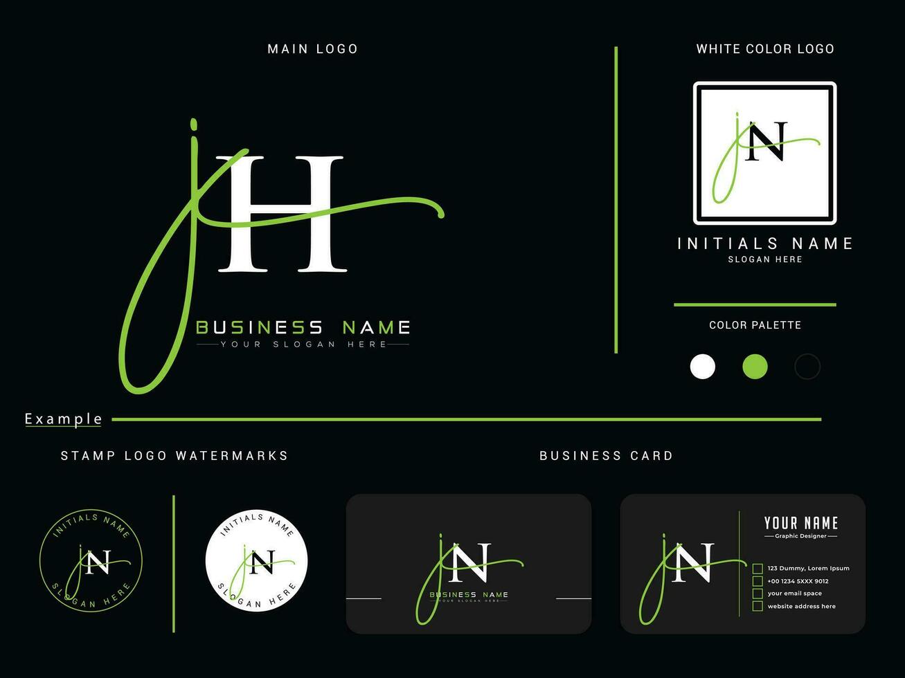 Minimal Jh Signature Luxury Logo, Feminine JH Logo Icon Vector With Presentation