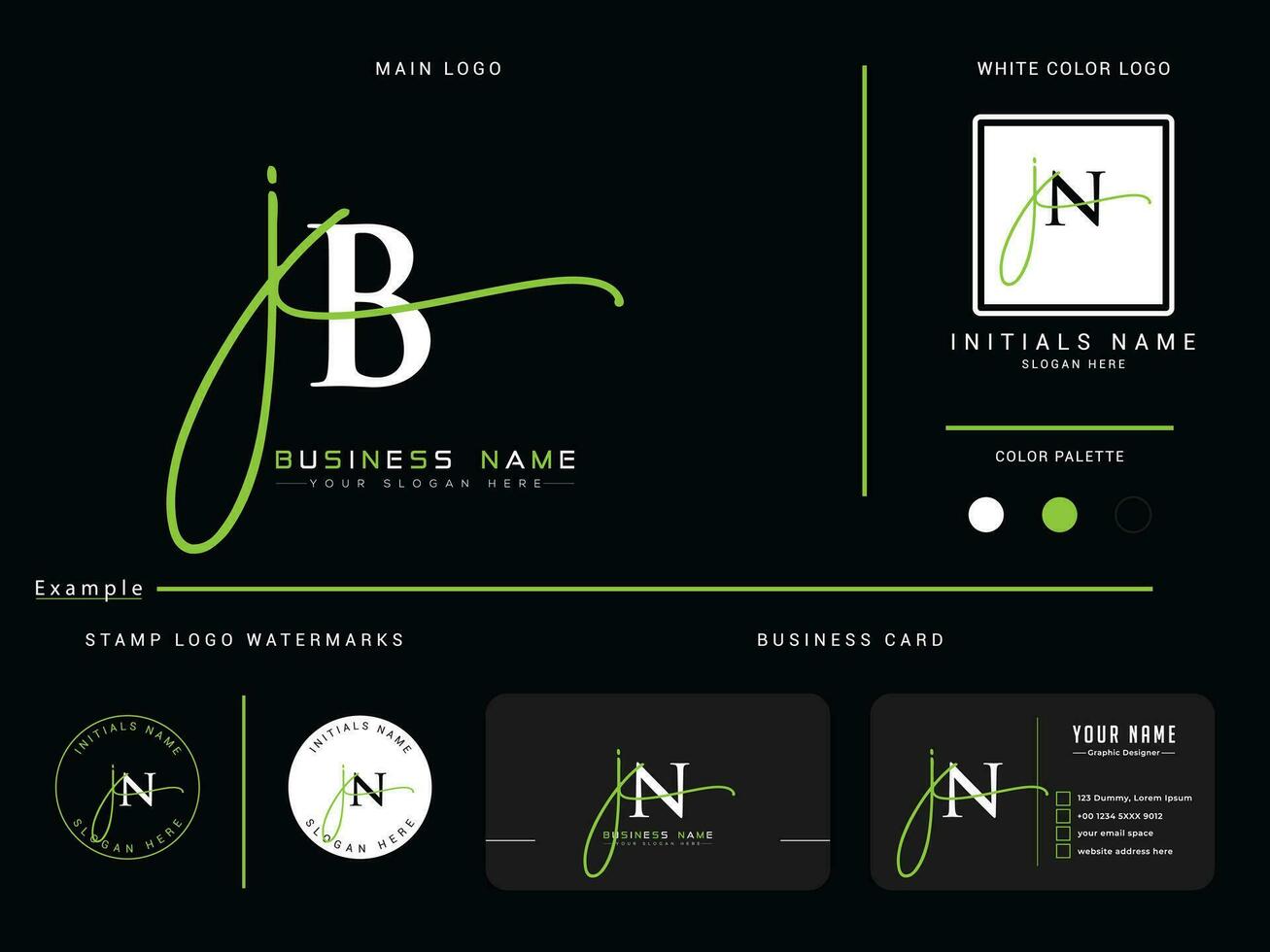 Minimal Jb Signature Luxury Logo, Feminine JB Logo Icon Vector With Presentation