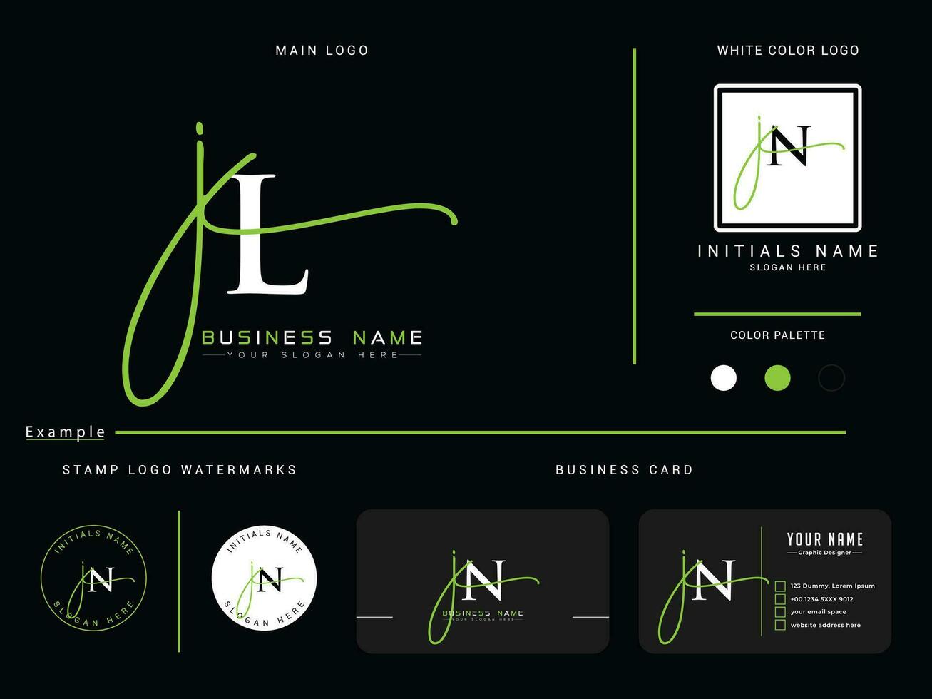 Minimal Jl Signature Luxury Logo, Feminine JL Logo Icon Vector With Presentation