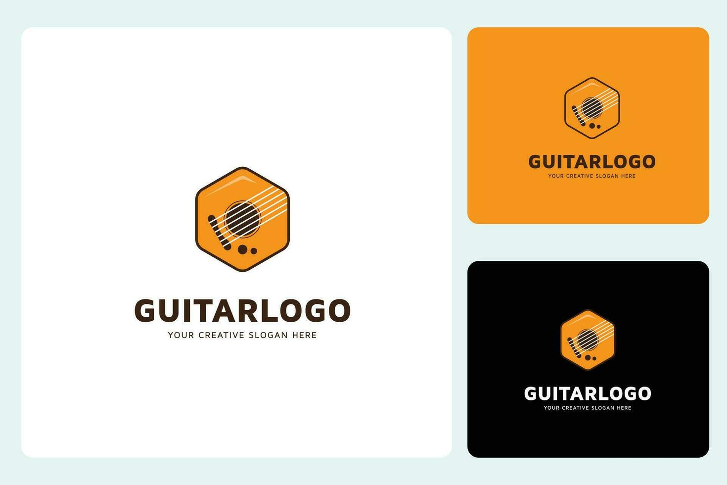 Creative Hexagonal Guitar Music Logo Design Template vector