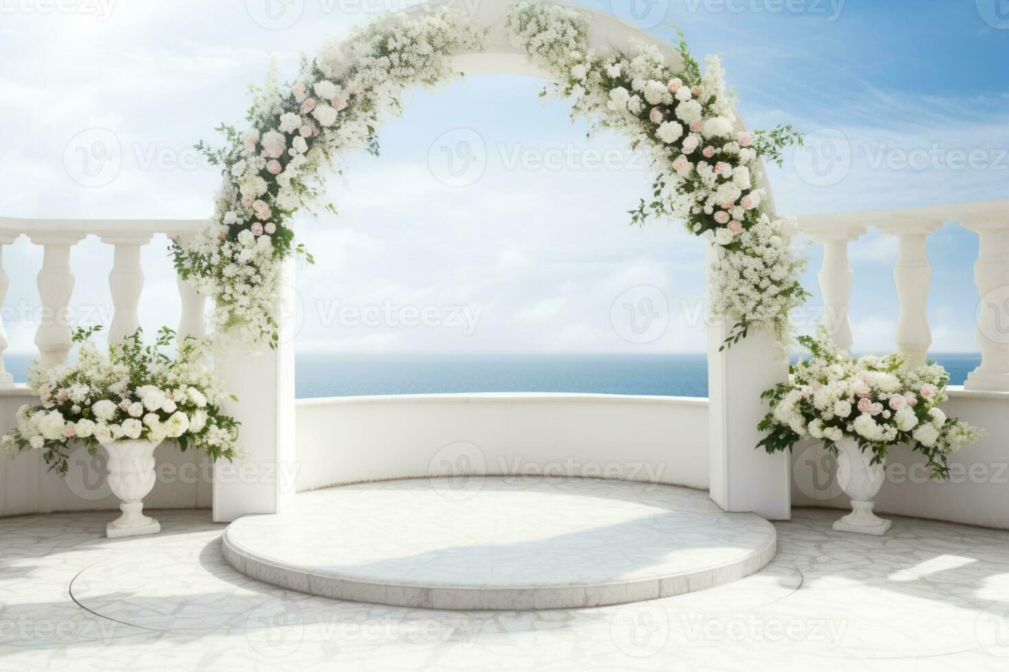 AI Generated Wedding arch with flowers photo