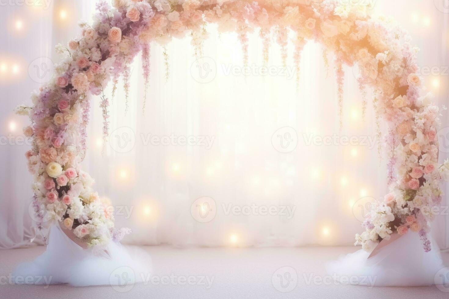 AI Generated Wedding Arch with Flowers photo