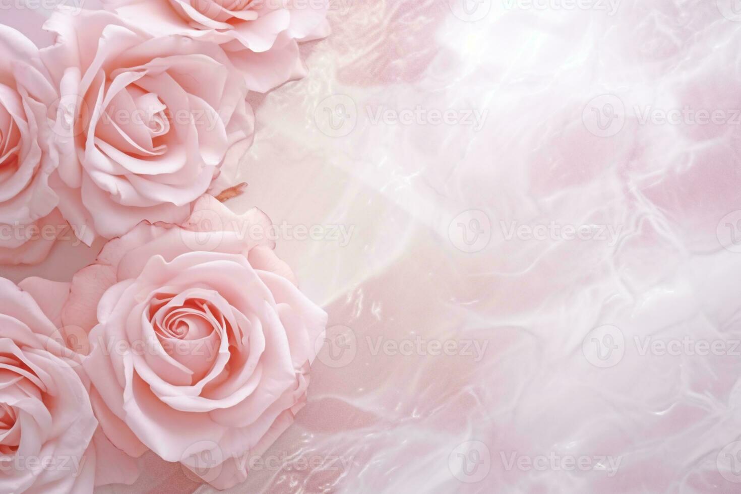 AI Generated Roses on Marble with Copy Space photo