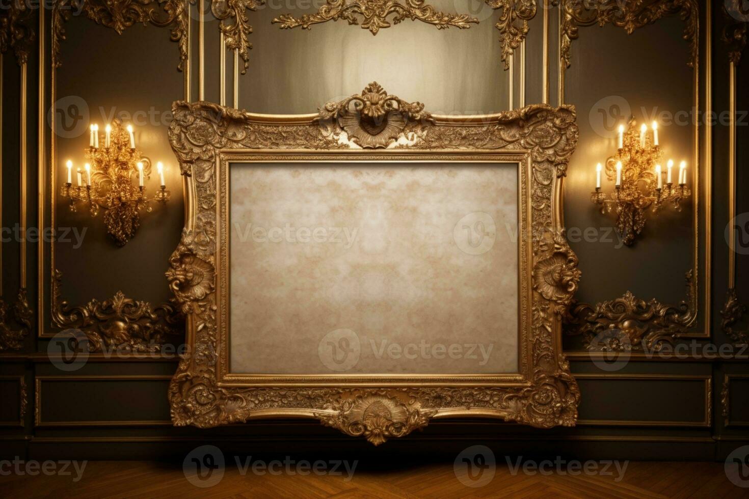 Golden Frame Design with copy space photo