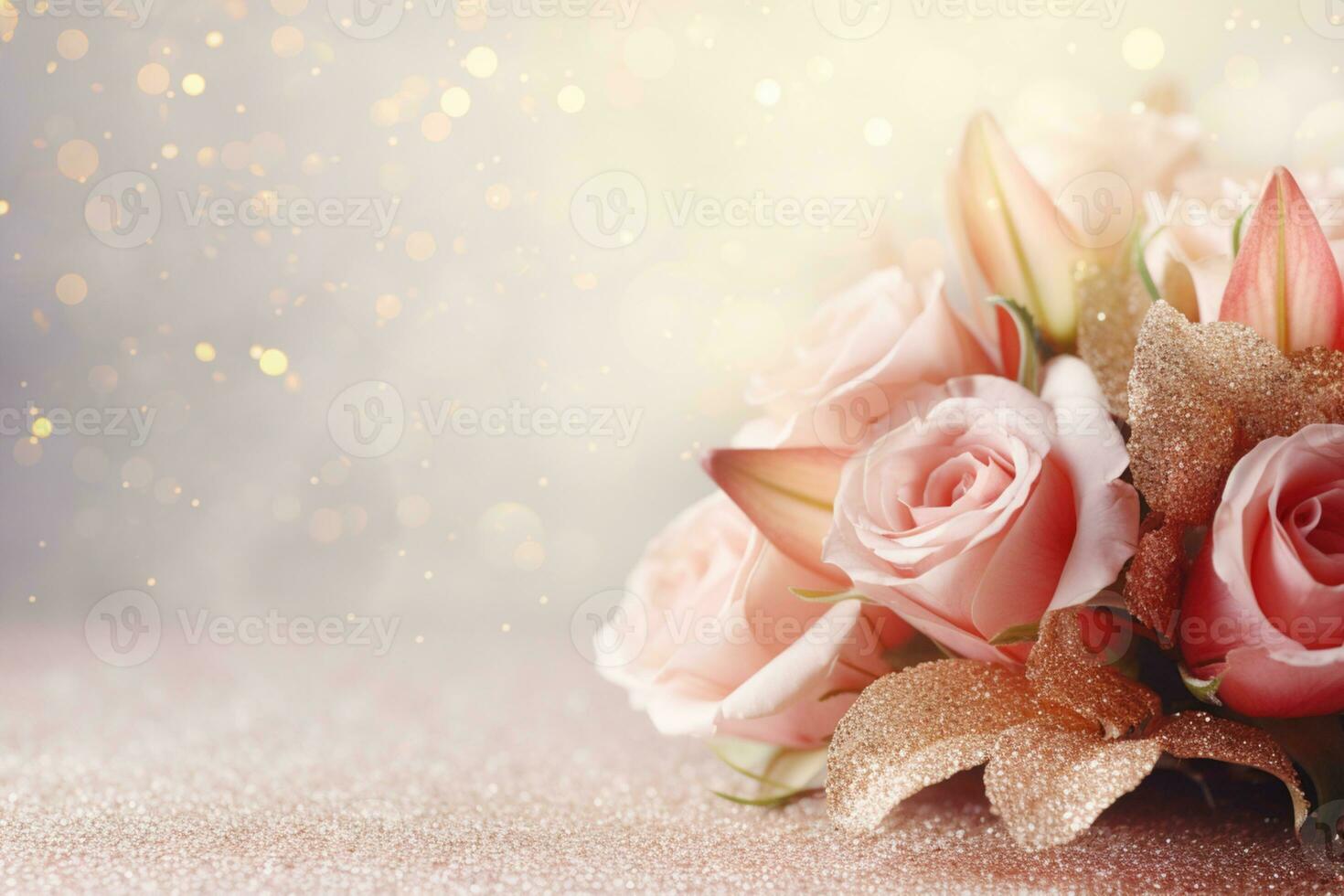 AI Generated Luxury Roses Background with Copy Space photo