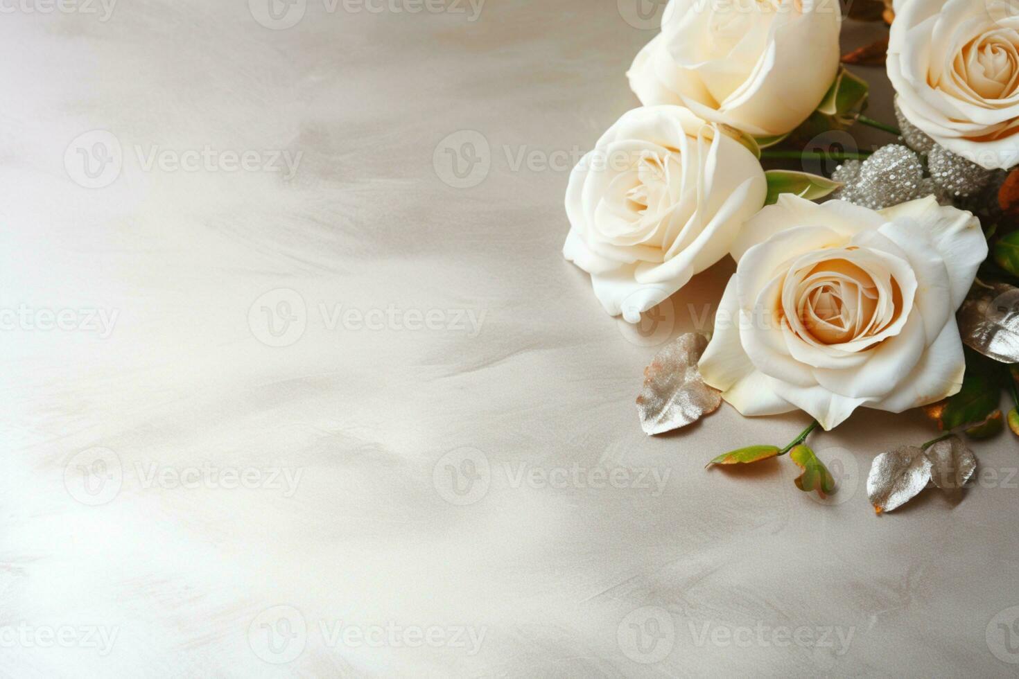 AI Generated Flowers on white with copy space photo
