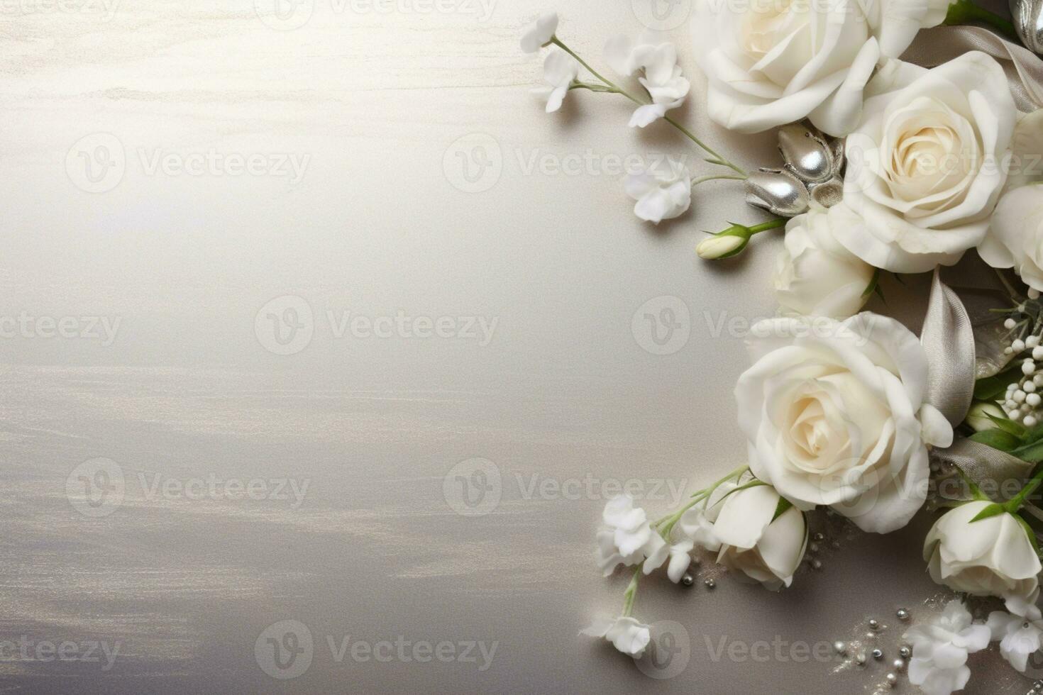 AI Generated Flowers on white with copy space photo
