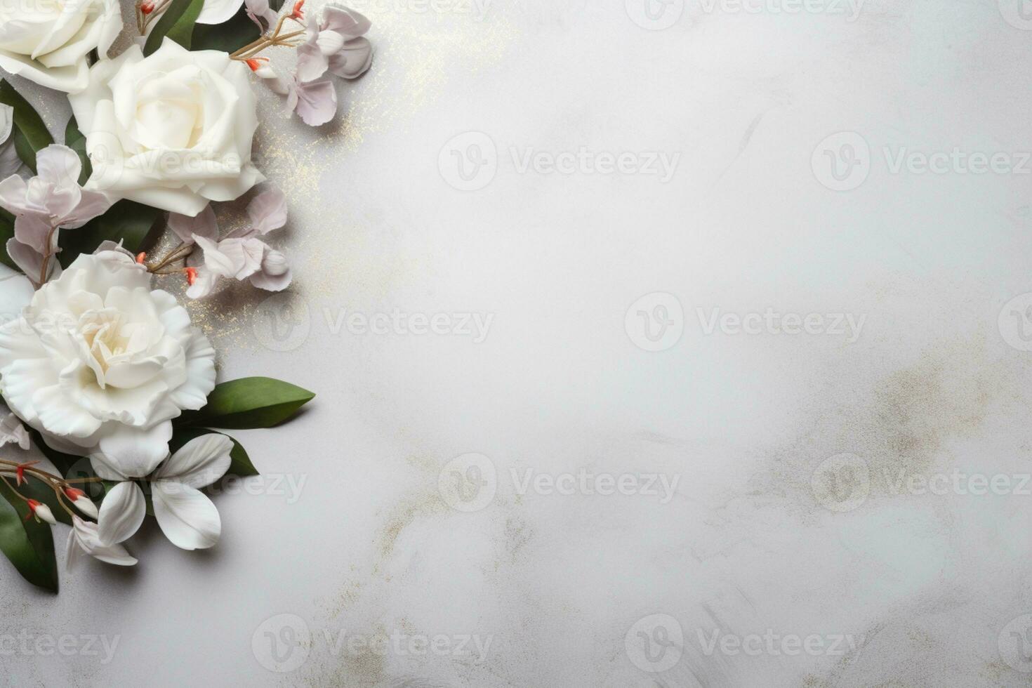AI Generated Flowers on white with copy space photo