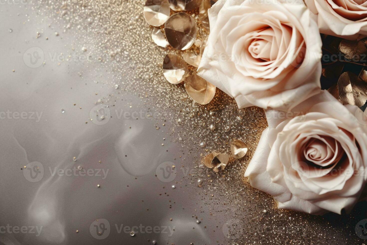 AI Generated Luxury Roses Background with Copy Space photo