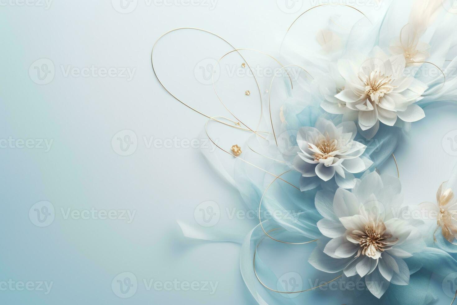 AI Generated blue flower background with copy space photo