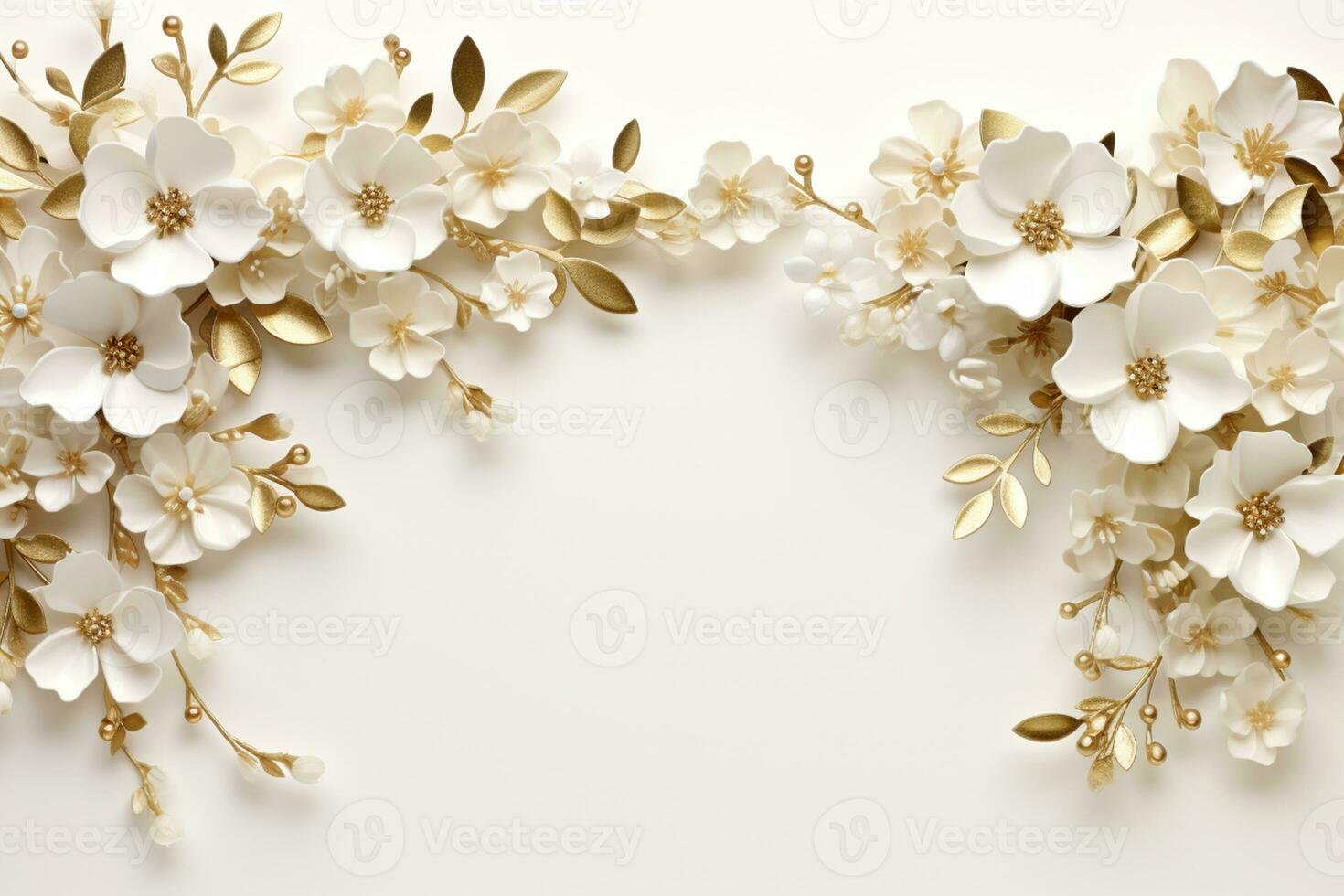 AI Generated flowers on white with copy space photo