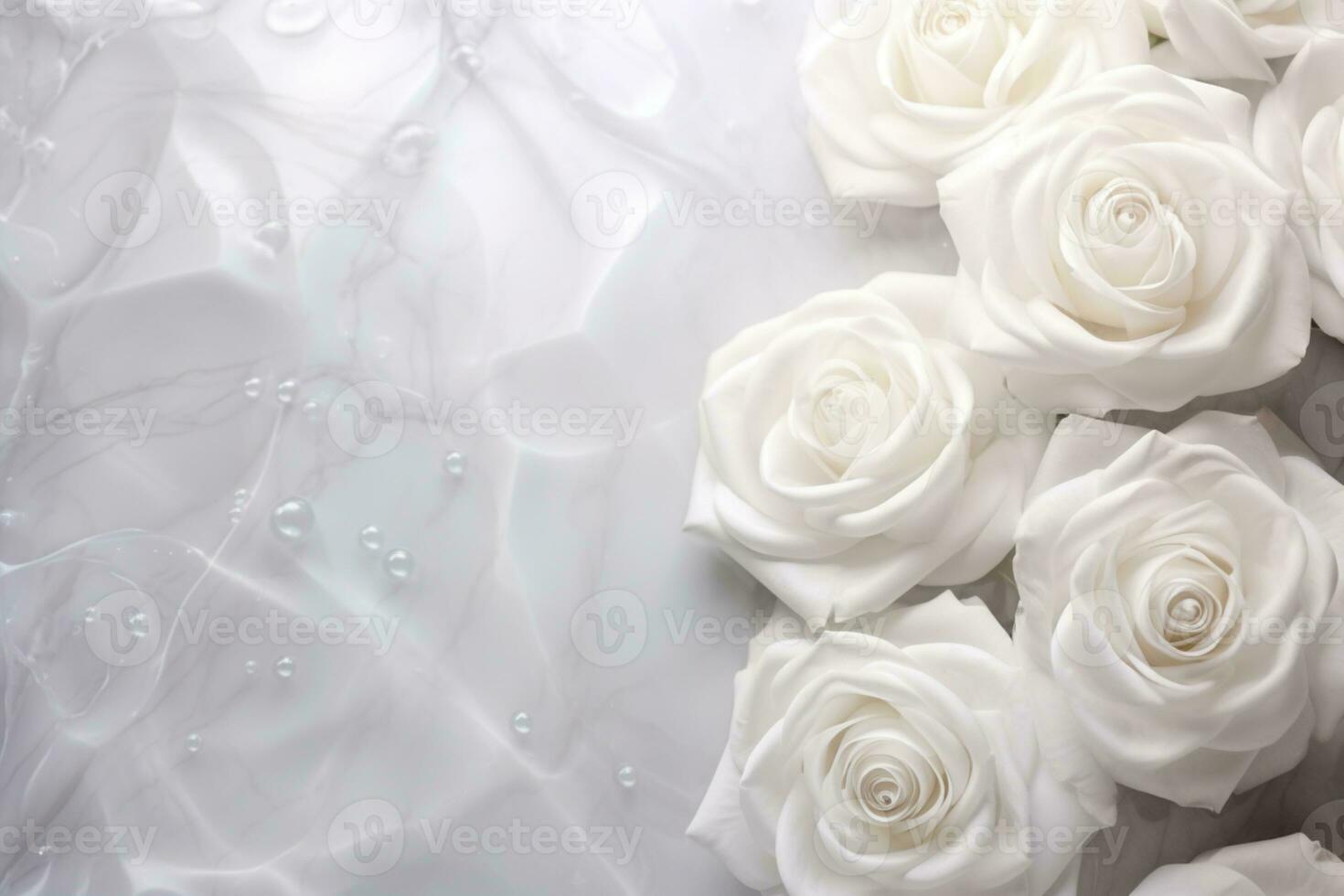 AI Generated Roses on Marble with Copy Space photo