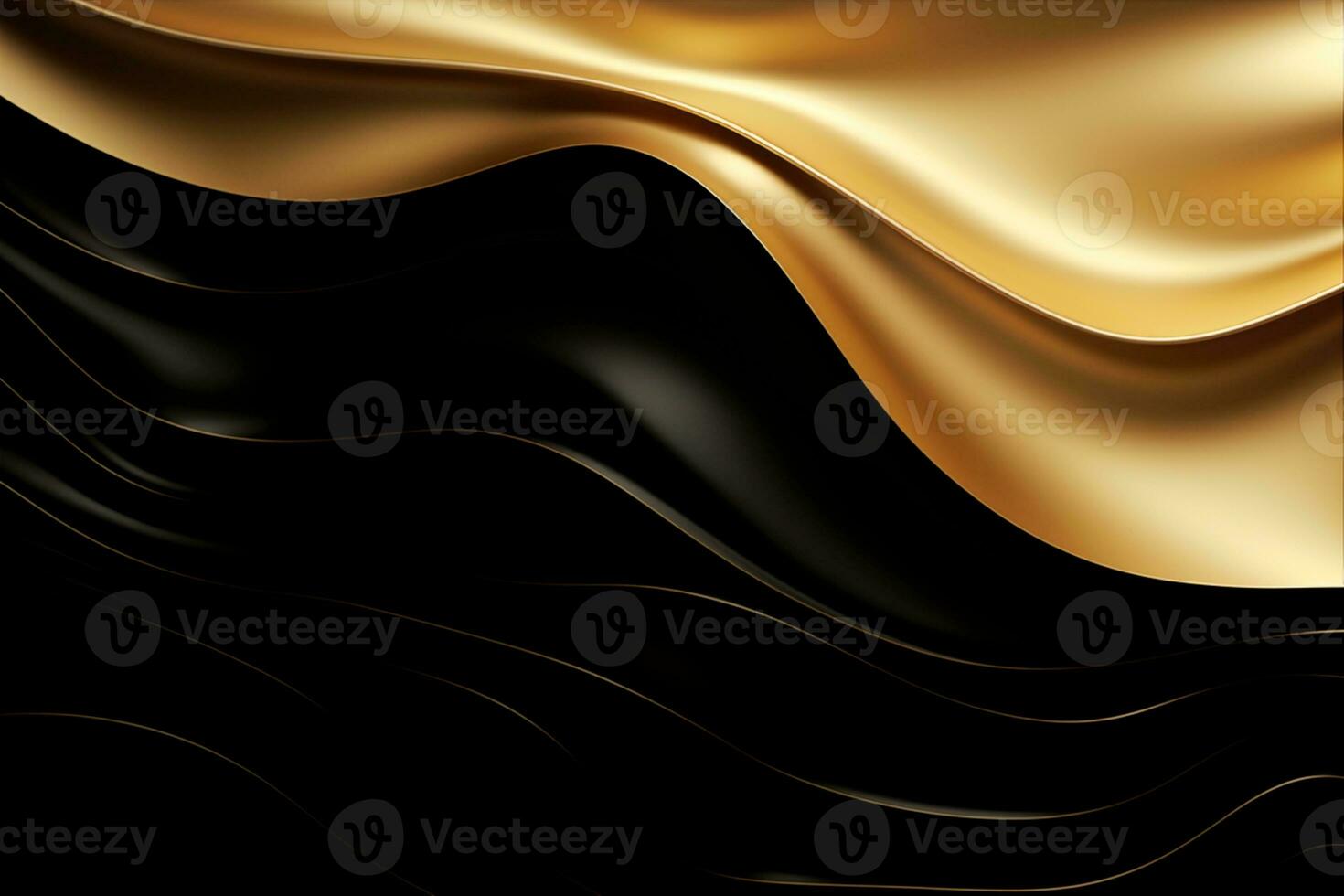 AI Generated Wavy Gold and Black Background photo
