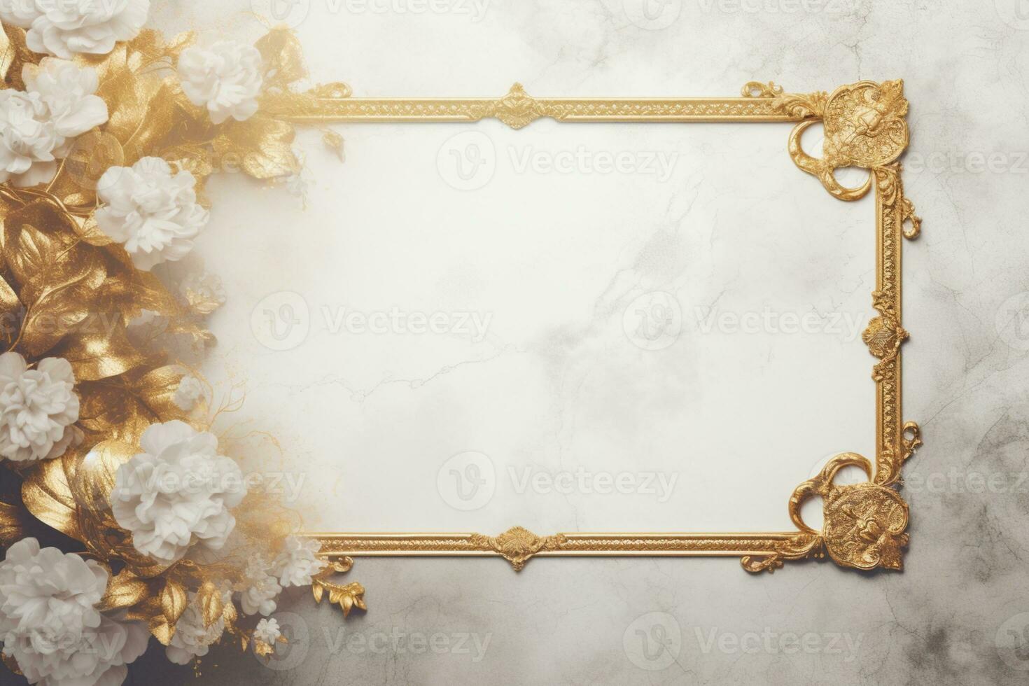 AI Generated Golden Frame Design with copy space photo