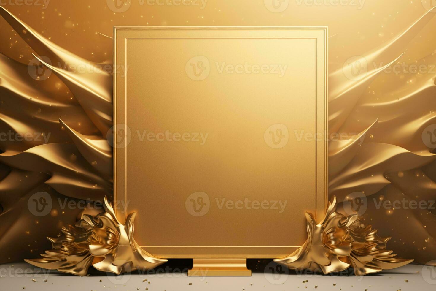 AI Generated Golden Frame Design with copy space photo