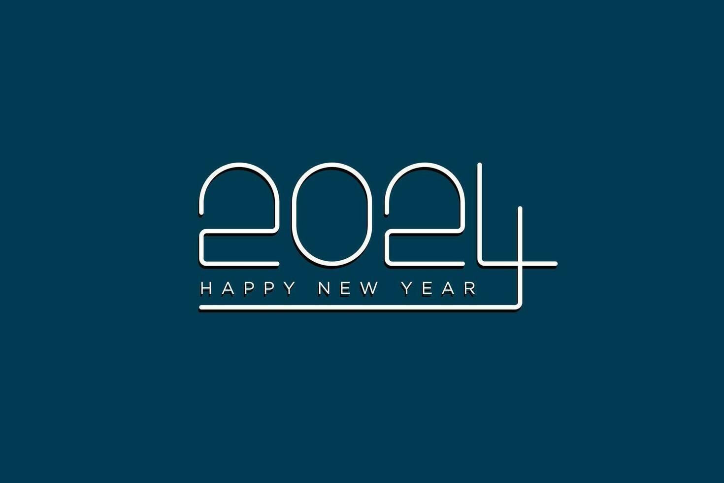 Happy new year 2024 simple typography vector. vector