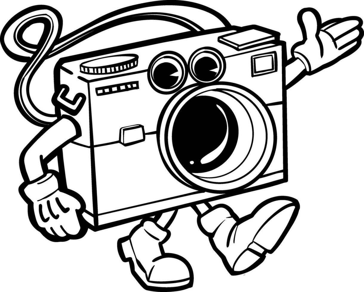 retro cartoon camera character walking vector
