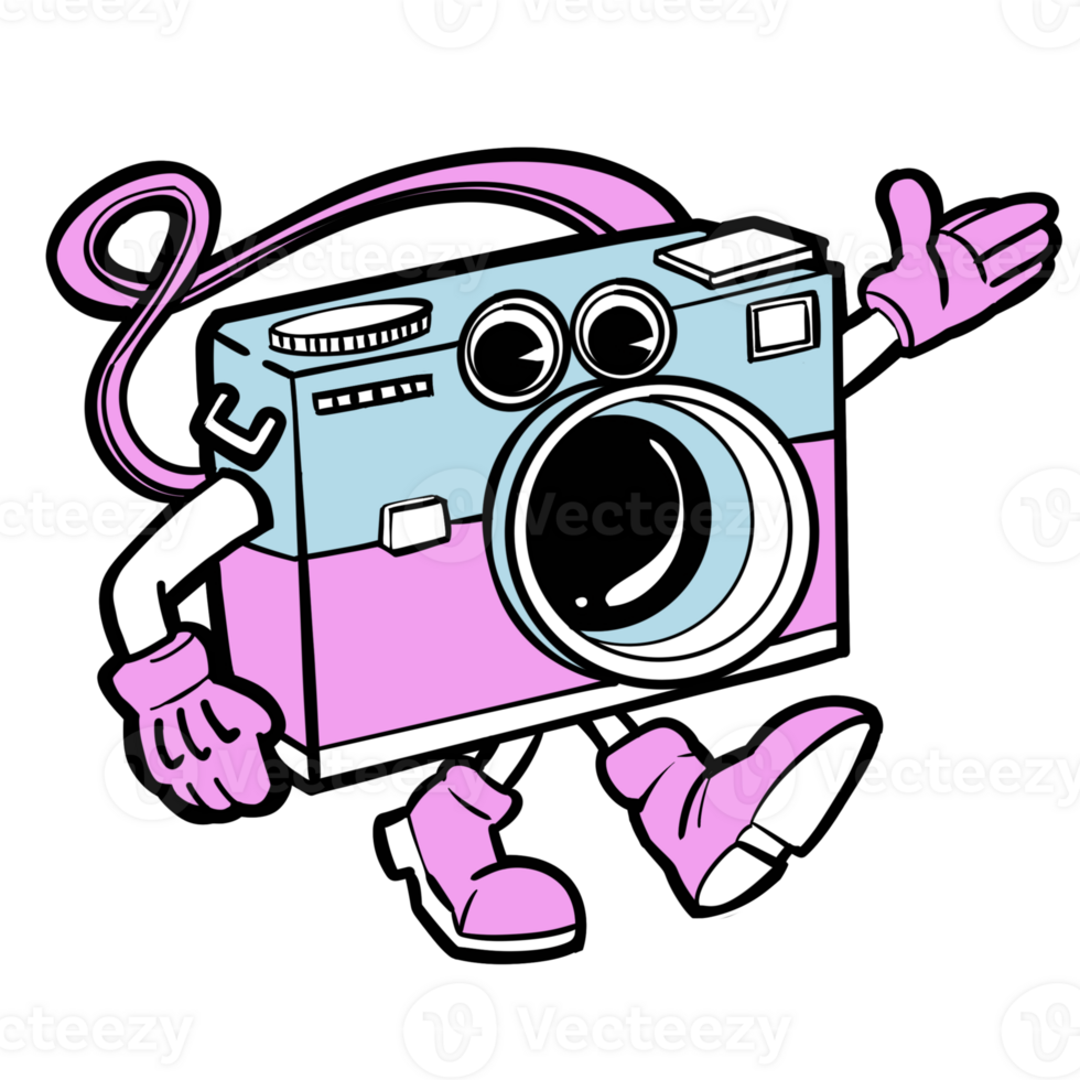 retro cartoon camera character walking 33234014 PNG