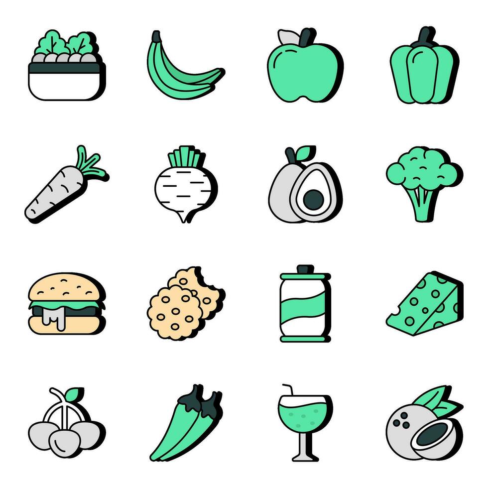 Pack of Food Flat Icons vector