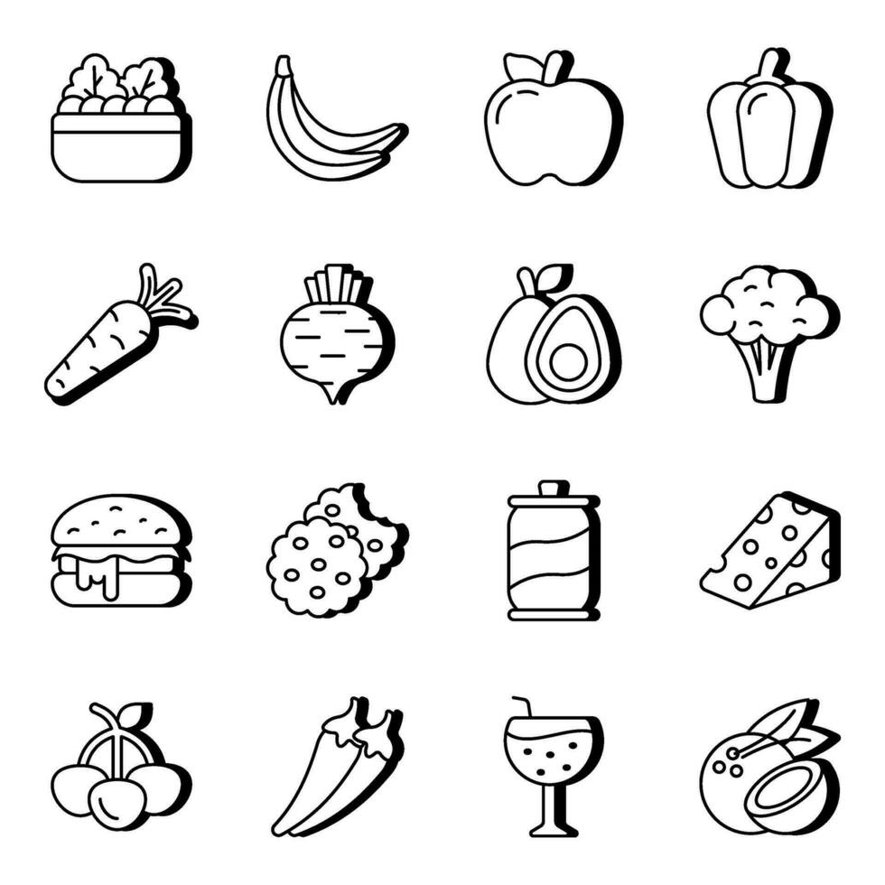 Pack of Food Linear Icons vector